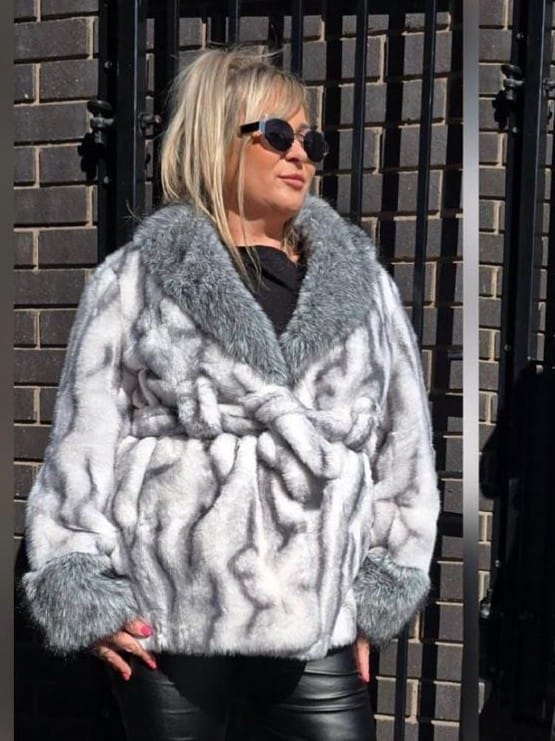 Short Tie Front Fur Coat