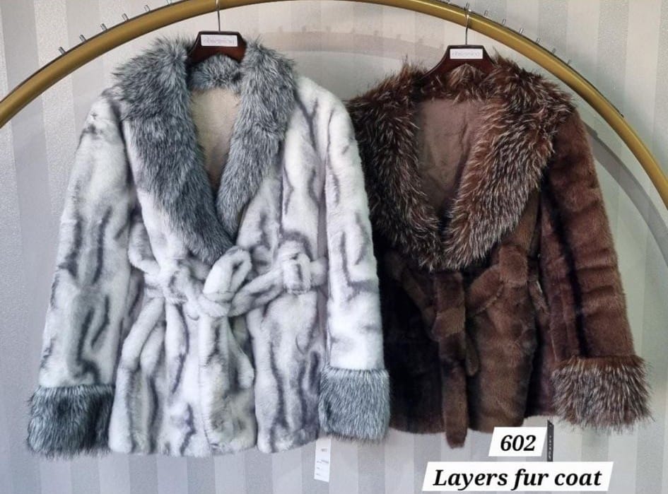 Short Tie Front Fur Coat