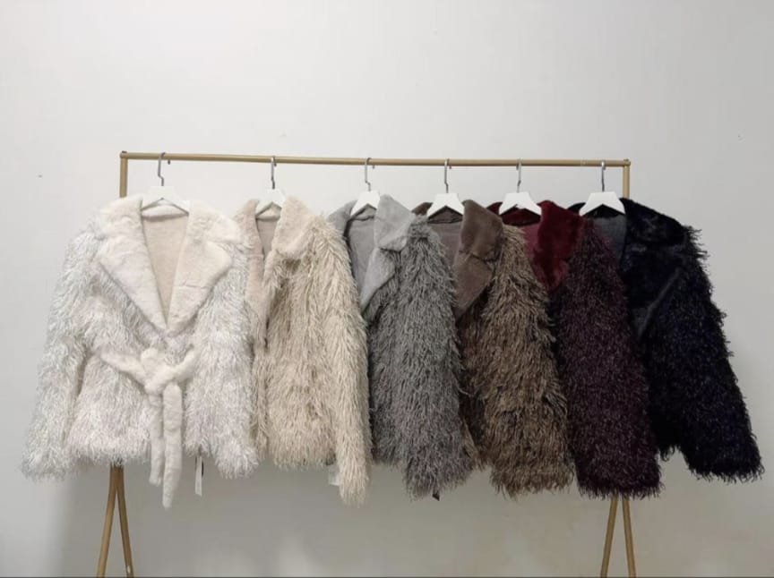 Fluffy Faux Fur Belted Coat