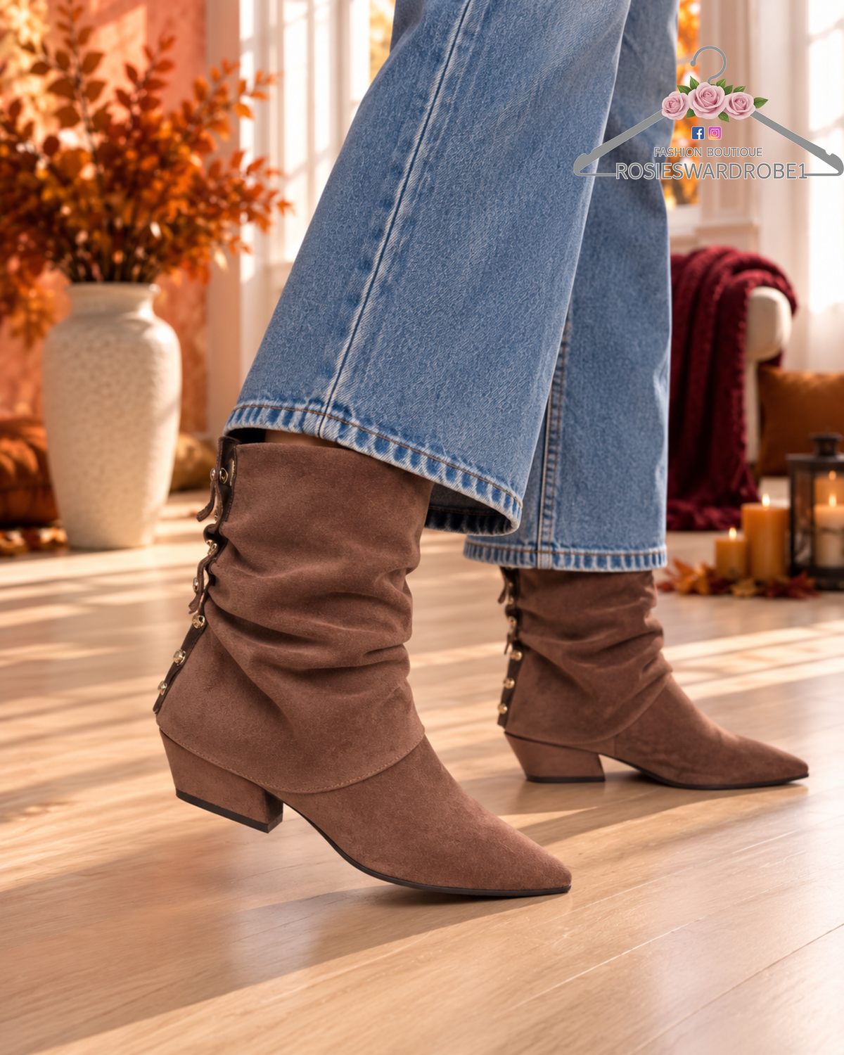 Suedette Wrap Ankle Boot