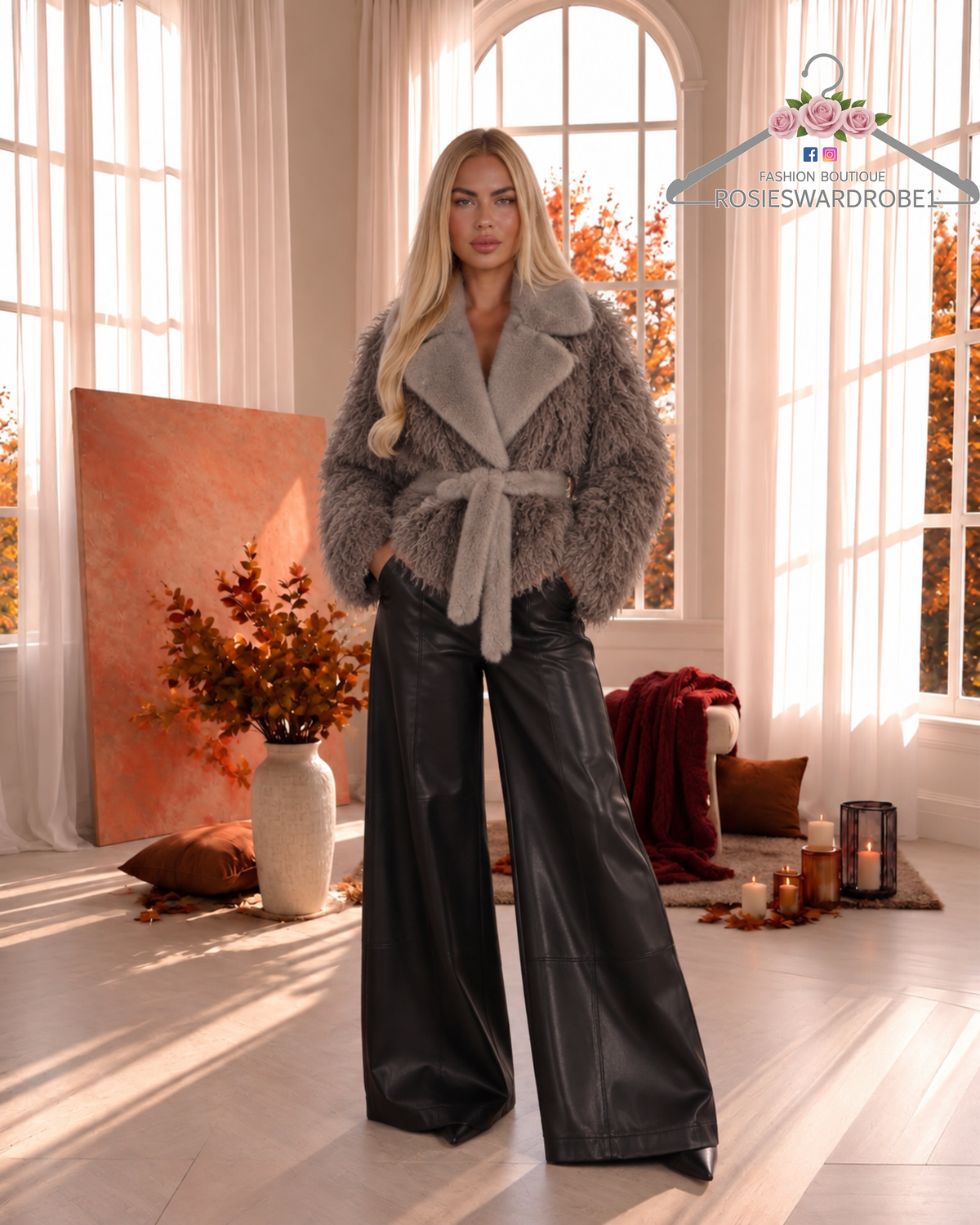 Fur Tie Up Jacket