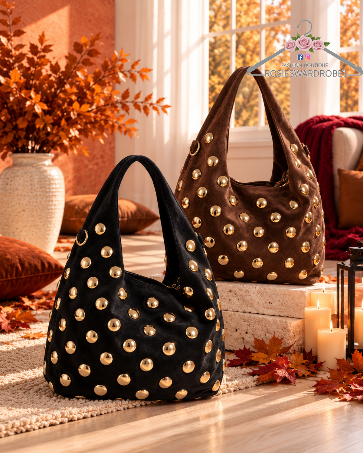 Suedette Gold Circle Bag