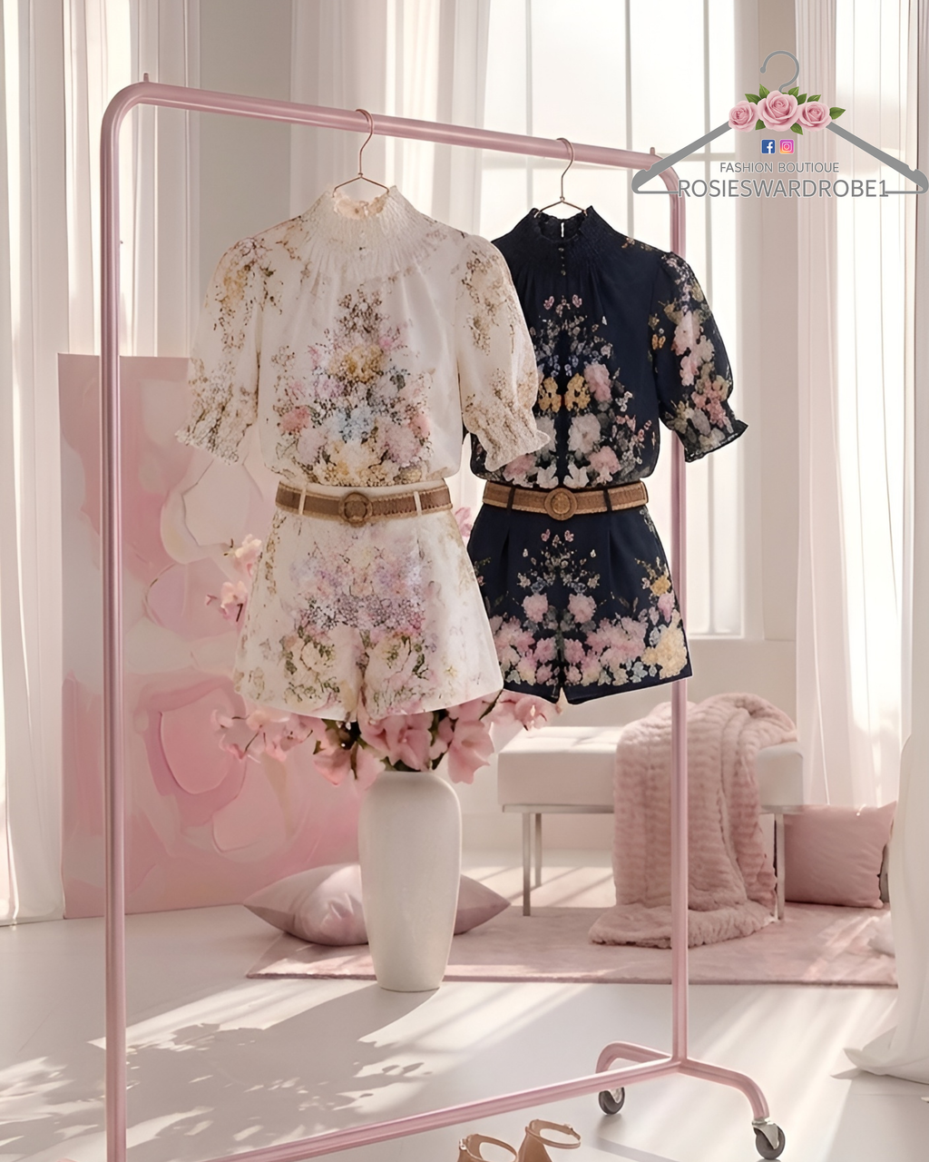 Floral Shorts Set with Belt